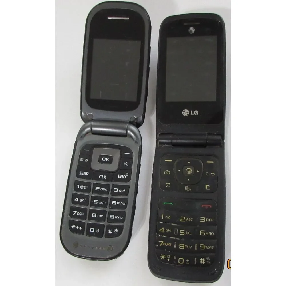 Set of 2 vintage lg black cell flip phones
